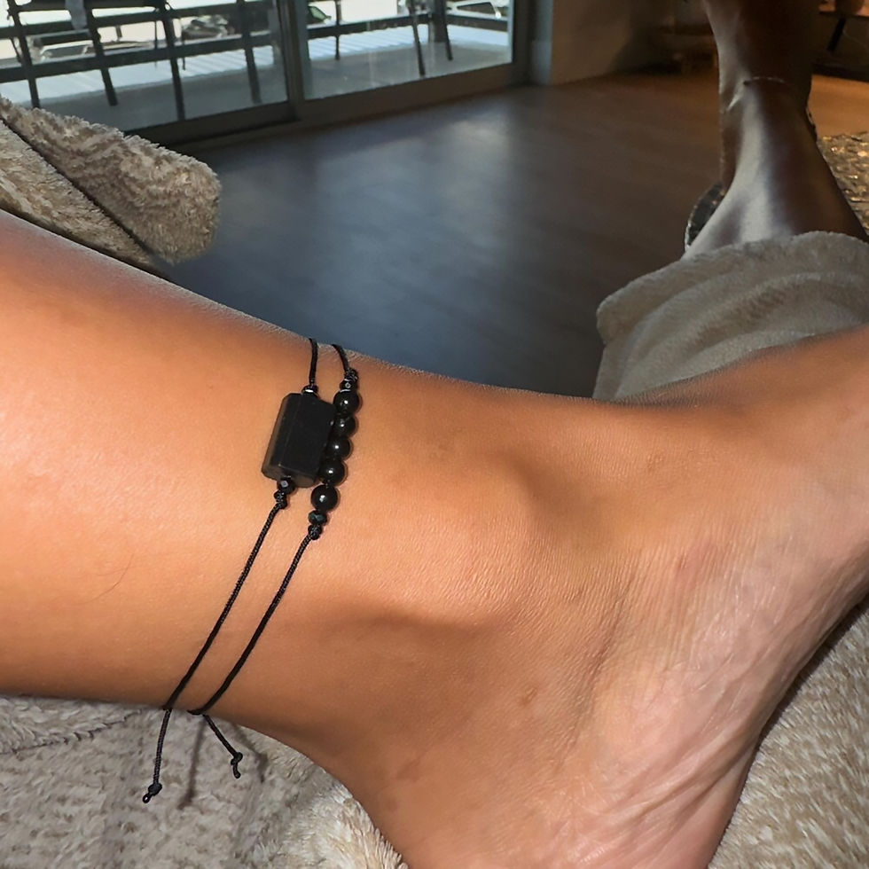 Thumbnail: Raw and Obsidian Bracelet Set, Protection Bracelet Set, EMF Bracelet Set, Anklet
