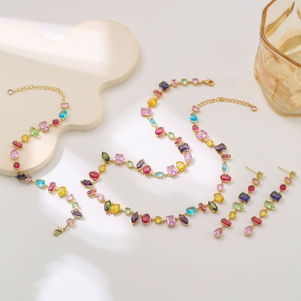 Thumbnail: Luxury Colourful Crystal Zircon Necklace for Women Fashion Party Jewelry Accesso