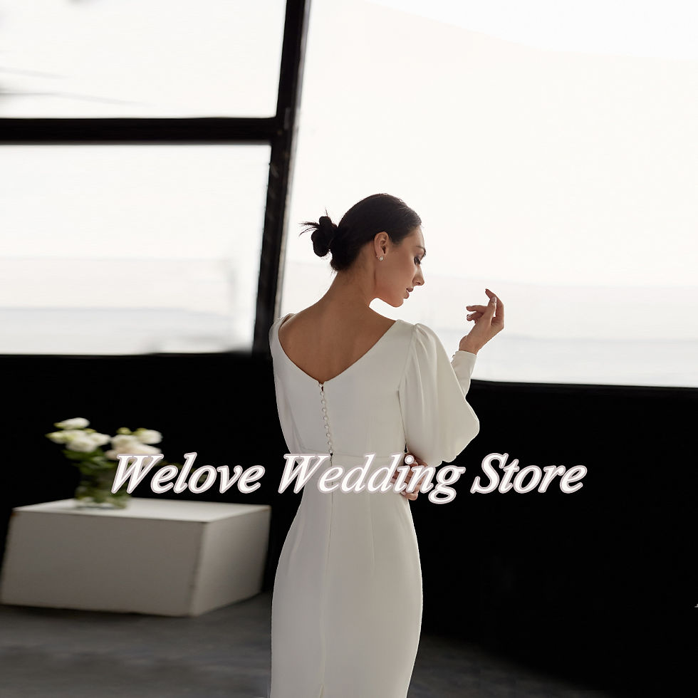 Thumbnail: Civil Short Wedding Dress For Woman Long Sleeves Knee Length V Neck Ivory Bridal