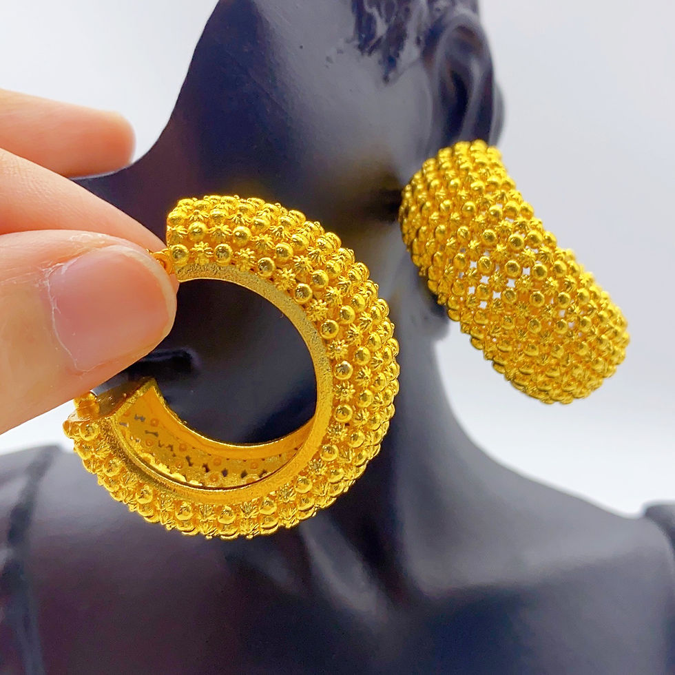 Thumbnail: Luxury Dubai Gold Plated Bracelet Ring Earrings 3pcs Jewelry Sets For Women Wedd