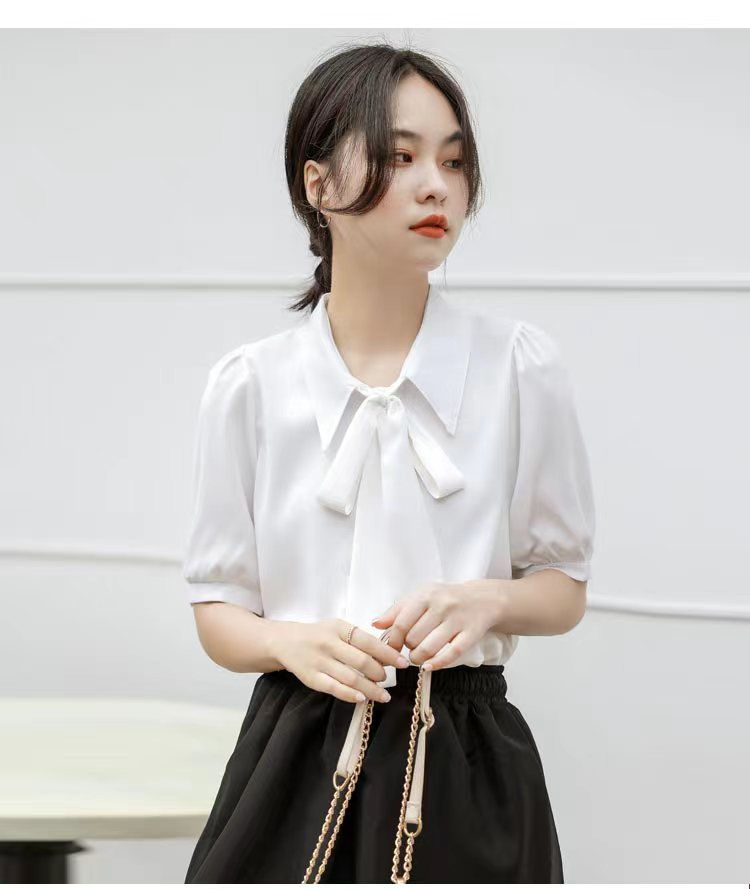 Thumbnail: Summer New Blouses For Lady Vintage Elegant Women Work Wear Casual Short Sleeve 