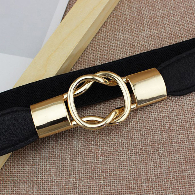Thumbnail: Elastic Belts Women Dress Belt Fashion Thin Female Waist Belt With Metal Buckle