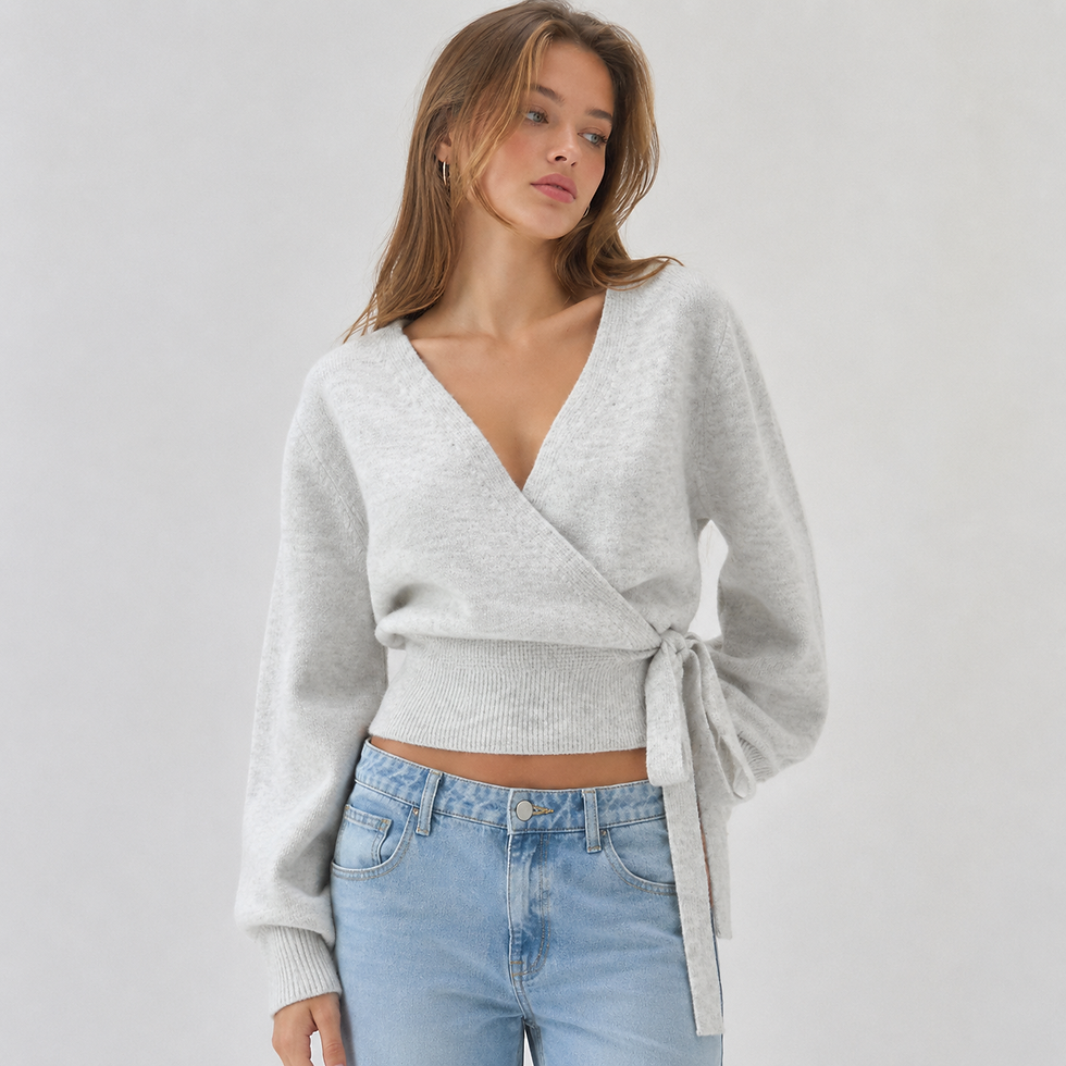 Thumbnail: Knit Sweater Women V Neck Pullover Sweaters Long Sleeve Elegant Sweater Lace Up 