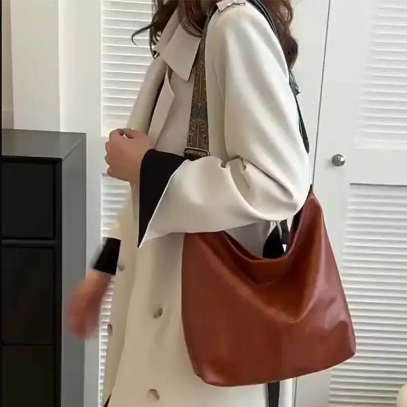 Thumbnail: Women's Fashionable Solid Color Tote Bag, Casual Versatile Zipper Shoulder Bag f