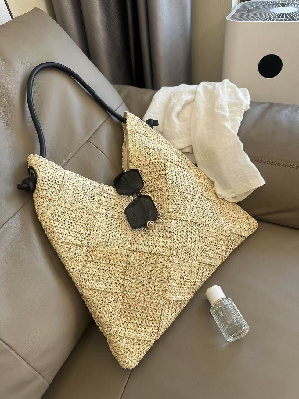 Thumbnail: Women's Shoulder Bags Casual Cotton thread Wicker Woven Ladies Handmade Totes La