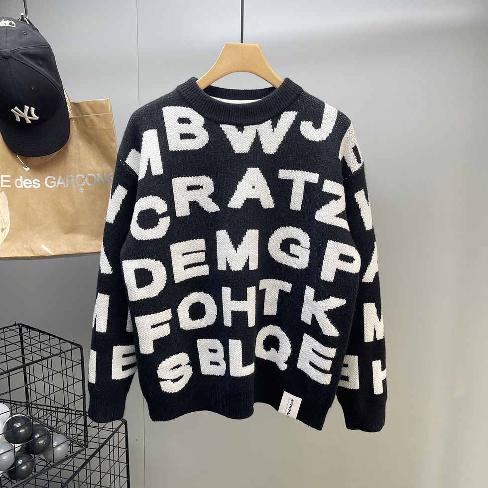 Thumbnail: Sweater Men's Clothing Winter Full-print Letter Jacquard Loose Thickened Design 