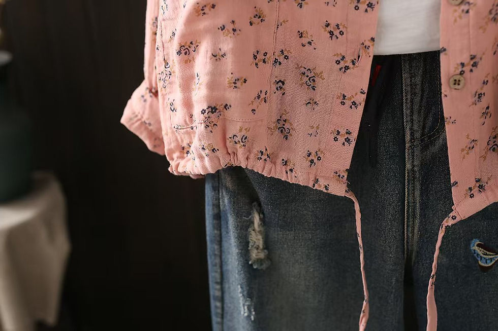 Thumbnail: New Autumn Rustic Flower Print Hooded Shirts and Blouses for Women Japanese Styl
