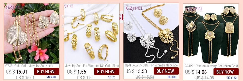 Thumbnail: 2PCS Big Earrings And Bracelet Set For Women 18K Gold Plated Jewelry Set Wedding