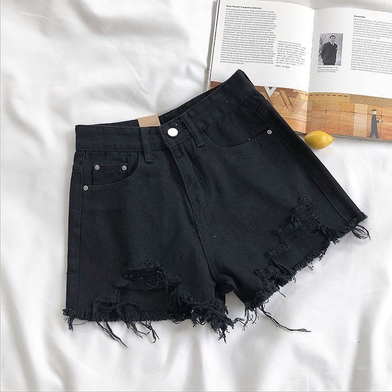Thumbnail: Korean Denim Shorts Women Summer Fashion Casual High Waist Ripped Jeans Pocket T
