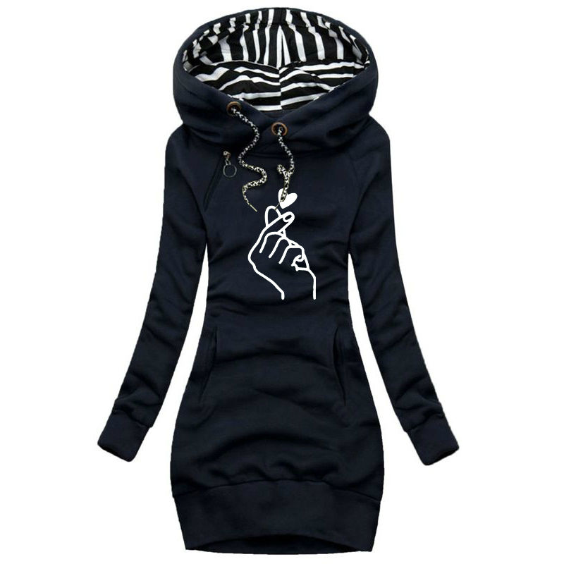 Thumbnail: Women Sweater Dress Long Sleeve Hoodie Dress Autumn Winter Casual Slim Sweater H