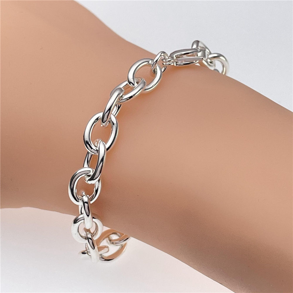 925 Sterling Silver Bracelet, Women'S Basic Chain Bracelet, Wedding And Engagem