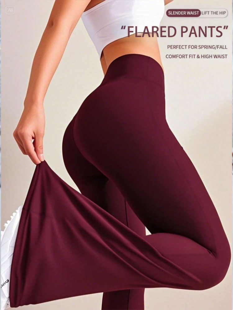 Thumbnail: Nude Tight Yoga Pants High Waist Wide Leg Flared Trousers Spring And Summer Runn