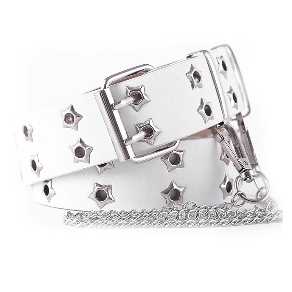 Thumbnail: Women's Belt  Large size Double Hole Men Belt Punk Hip Hop Rock Style Subculture