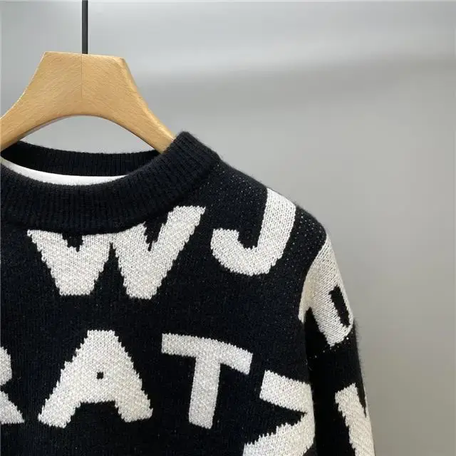 Thumbnail: Sweater Men's Clothing Winter Full-print Letter Jacquard Loose Thickened Design 