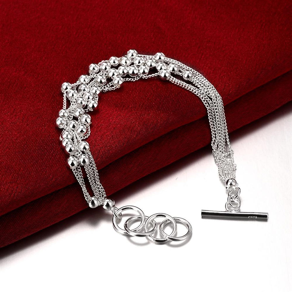 Thumbnail: New 925 Sterling Silver Tassel Grape Beads Jewelry Set for Women Bracelets Neckl