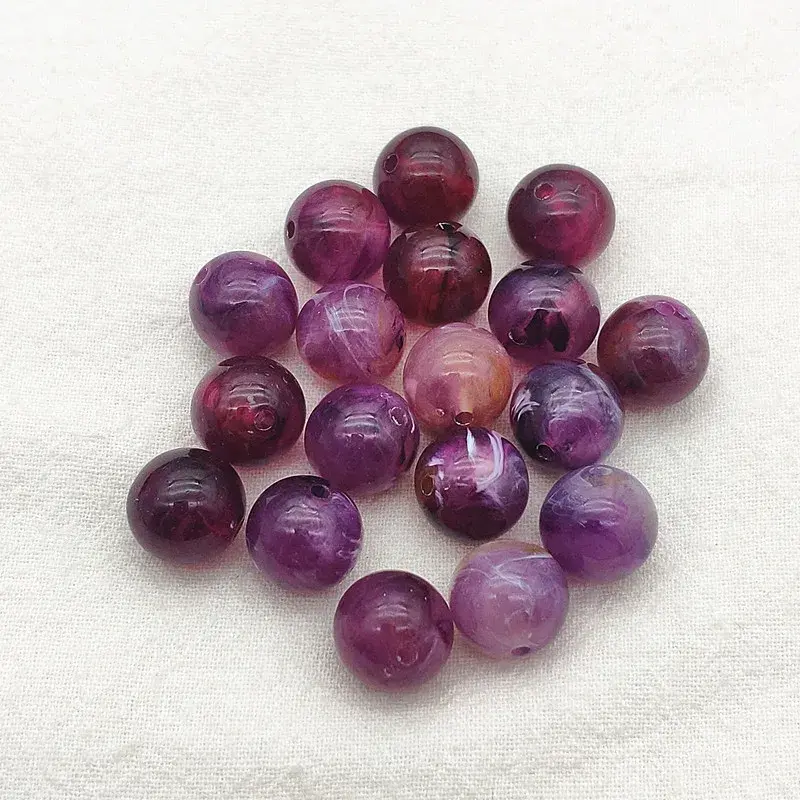 Thumbnail: NEW ARRIVAL! 6mm-20mm Acrylic Marble Effect Round Beads for Handmade Necklace