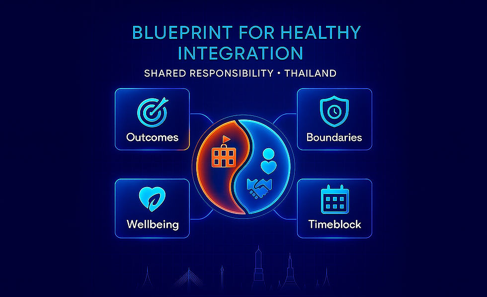 แผนผังสำหรับการบูรณาการด้านสุขภาพ: แบ่งปันความรับผิดชอบในประเทศไทยผ่านเป้าหมาย ผลลัพธ์ สุขภาวะ การตั้งขอบเขต และการจัดเวลาอย่างมีประสิทธิภาพ