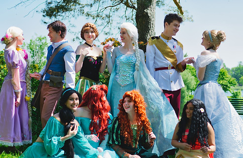 Group of princesses and princes interacting