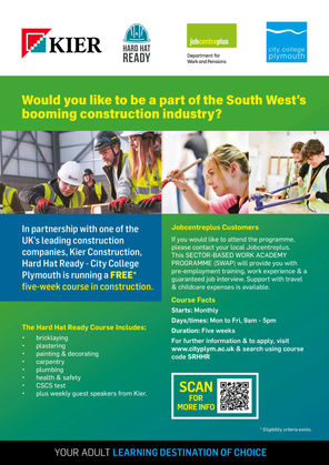 Aged 19+? Get Hard Hat Ready with City College Plymouth and Kier Construction