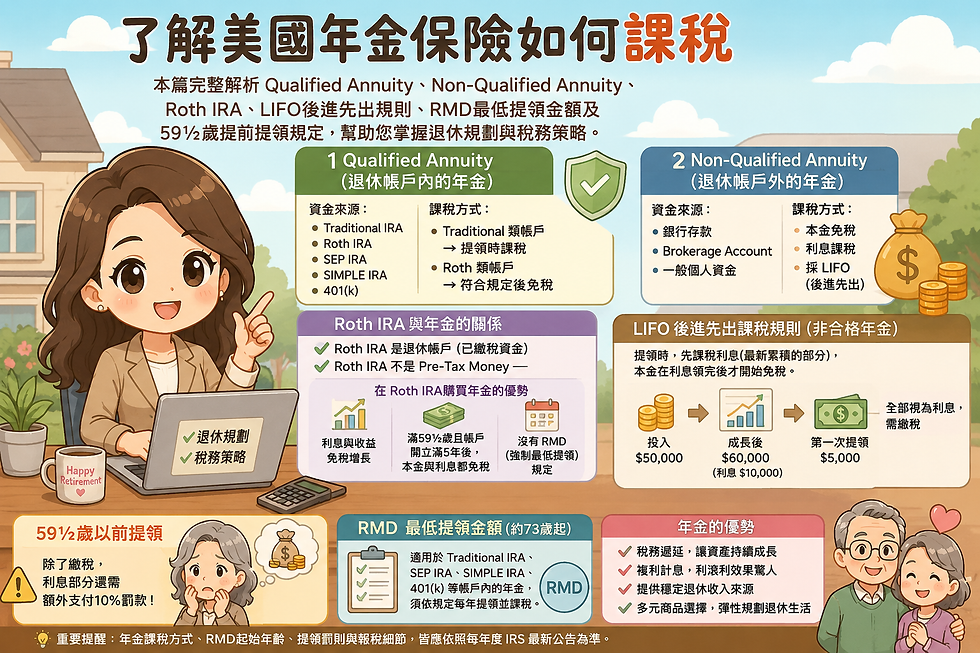 退休領年金要繳稅嗎?美國年金課稅規則、RMD與Roth IRA完整解析(2026更新)
