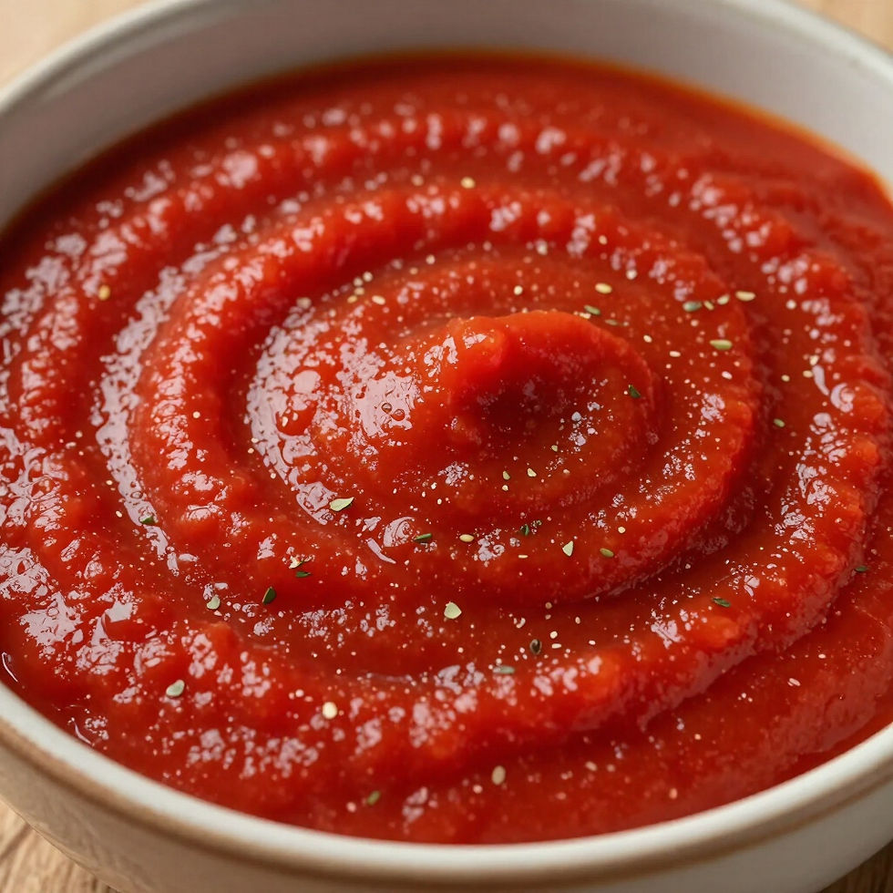 Tomato sauce in a bowl, food product development Lebanon.