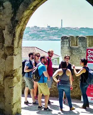 DALL·E 2024-10-24 13.28.01 - A group of tourists from One Journey Tours standing inside St