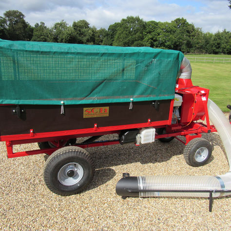 Leaf suction machine on gravel drive