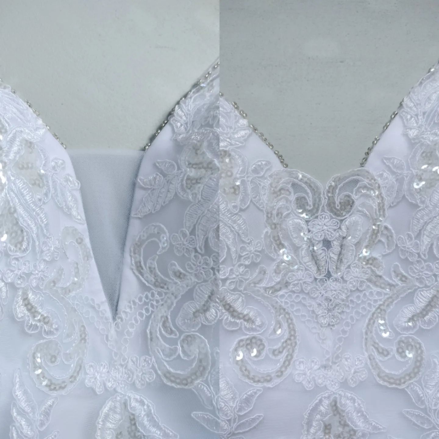 Before and after alterations wedding dress