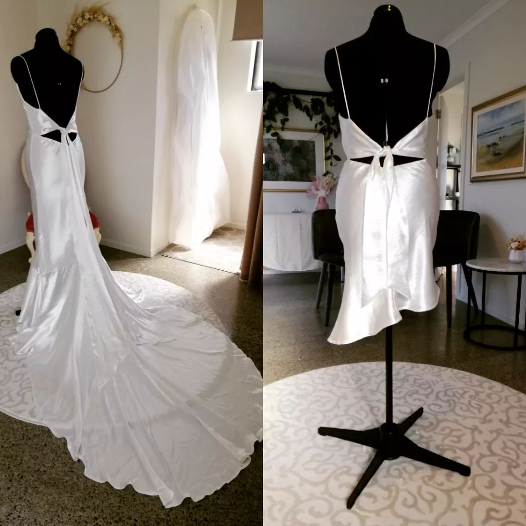 Before and after shortening dress