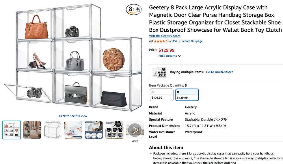 Thumbnail: 8 Acrylic Display Cases