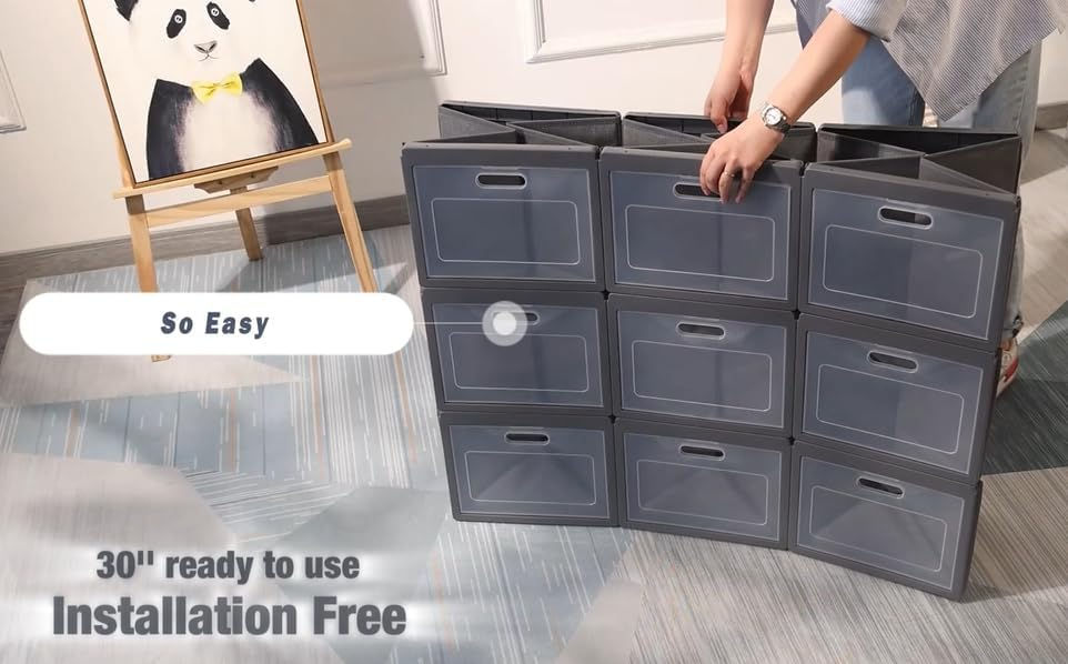 Thumbnail: 4 Grids Folding Storage Bins with Lids