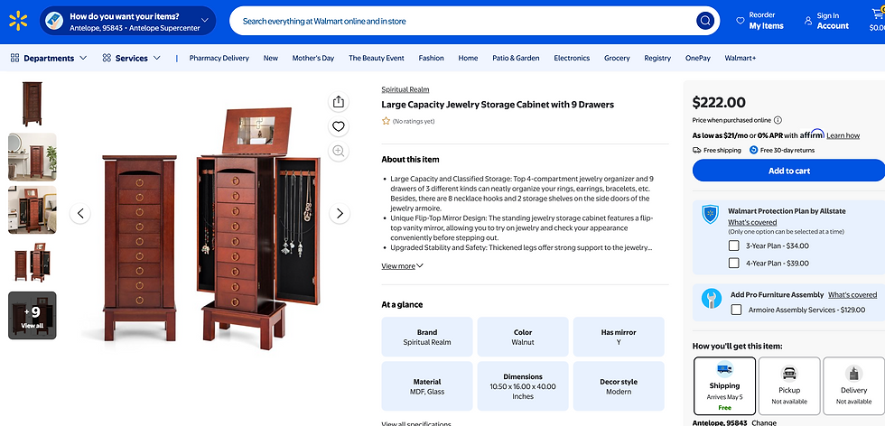 Thumbnail: Jewelry Storage Cabinet w 9 Drawers