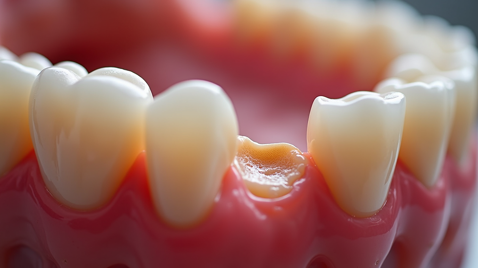 Close-up view of a healed tooth extraction site in the lower jaw