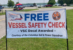 A sign displaying a free vessel safety check event