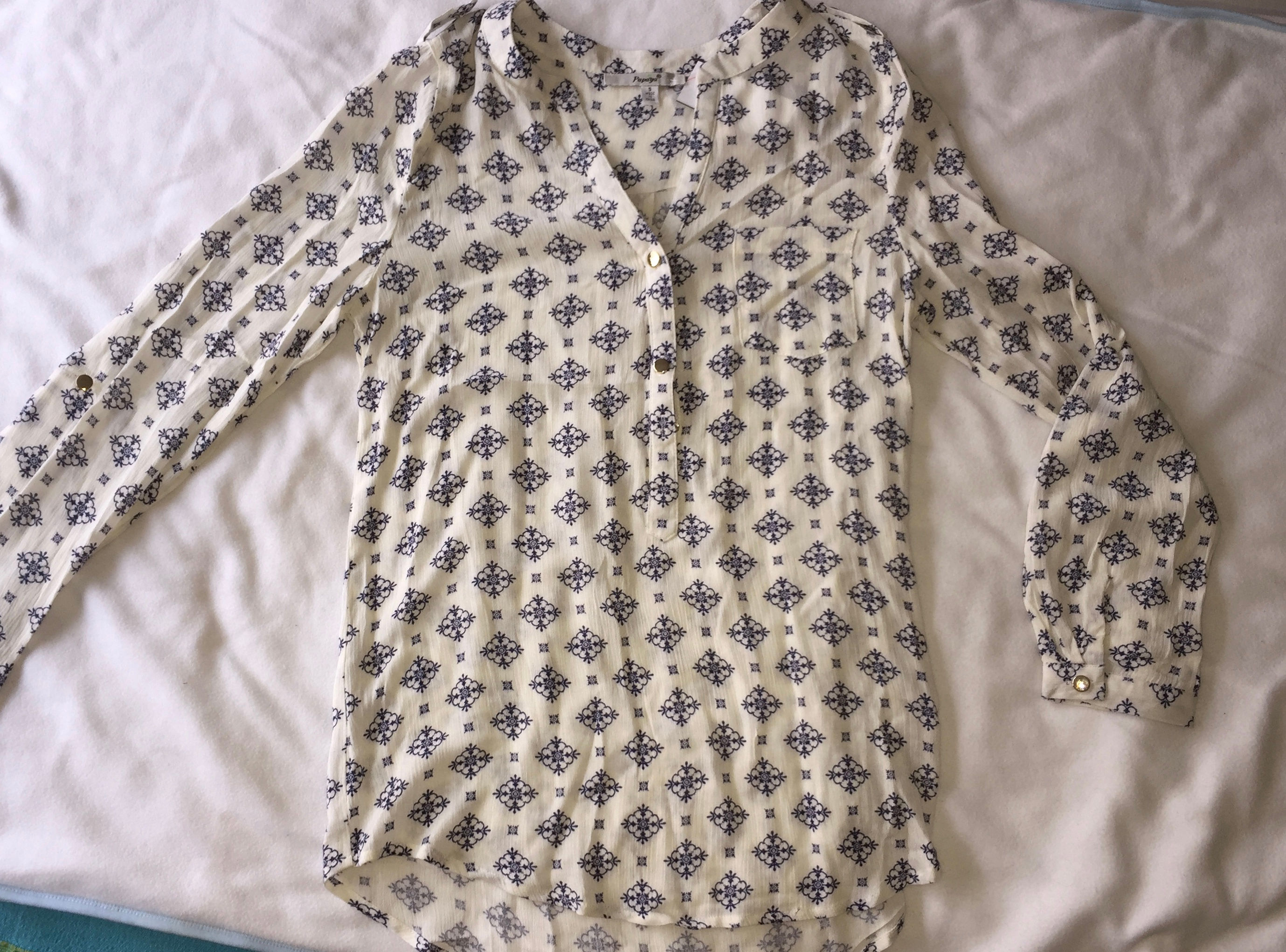 Blusa Crema y Azul de Papaya