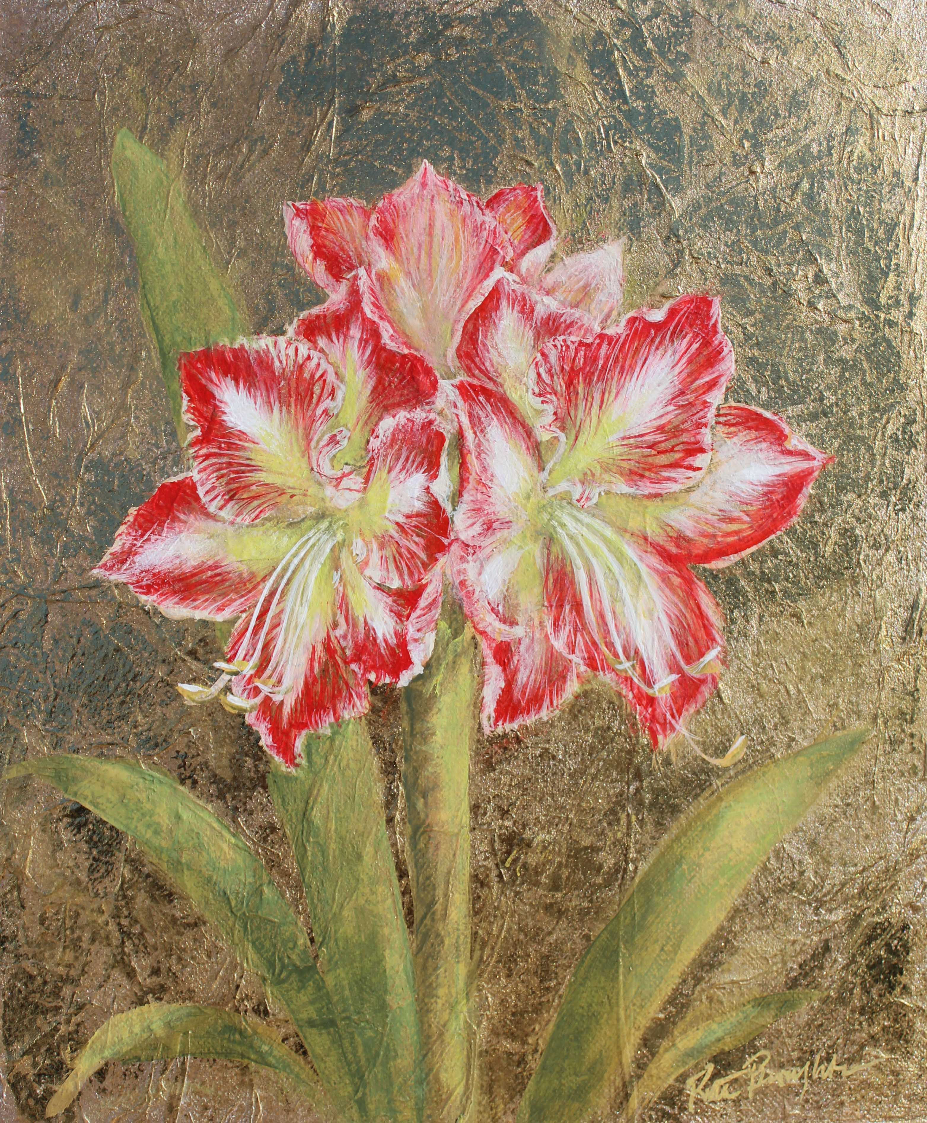 Original Painting "Golden Amaryllis II"
