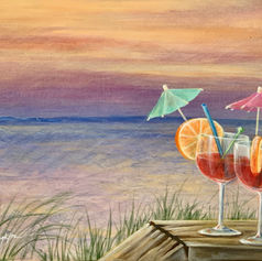 Sundown, tropical drinks, relaxing by the water