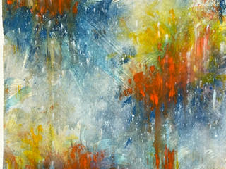 abstract watercolor, orange and blue,