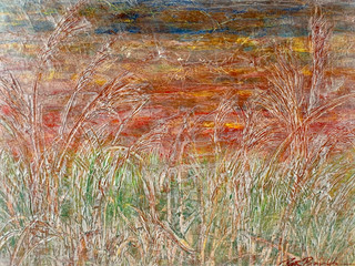 Sunset field, carved, engraved acrylic