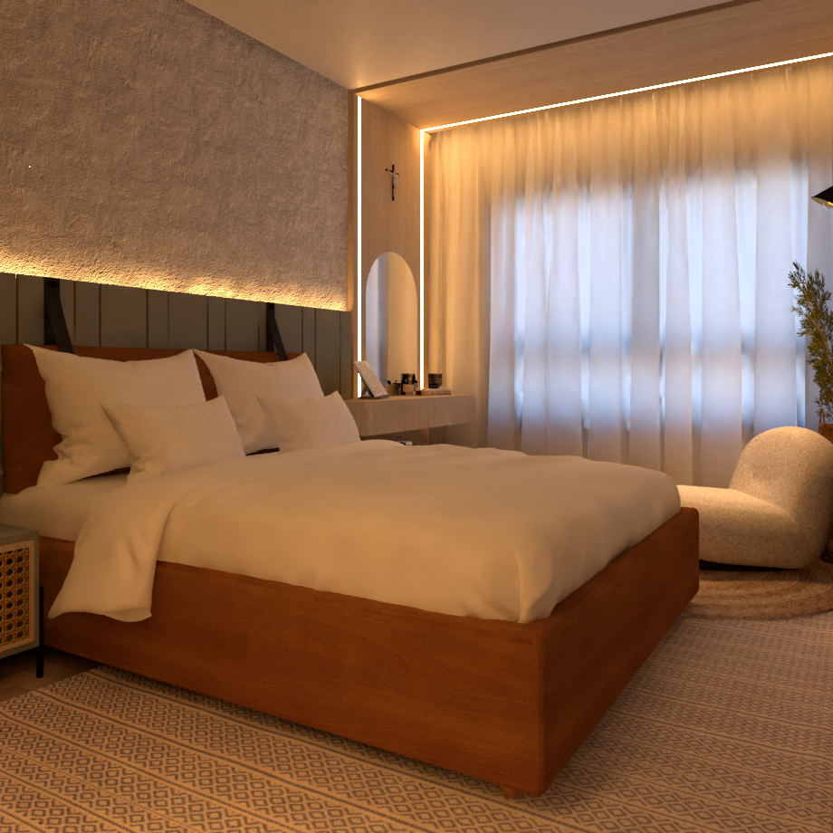 DETALHE PARA CAMA EM MADEIRA ESTILO FLUTUANTE - PROJETO RA