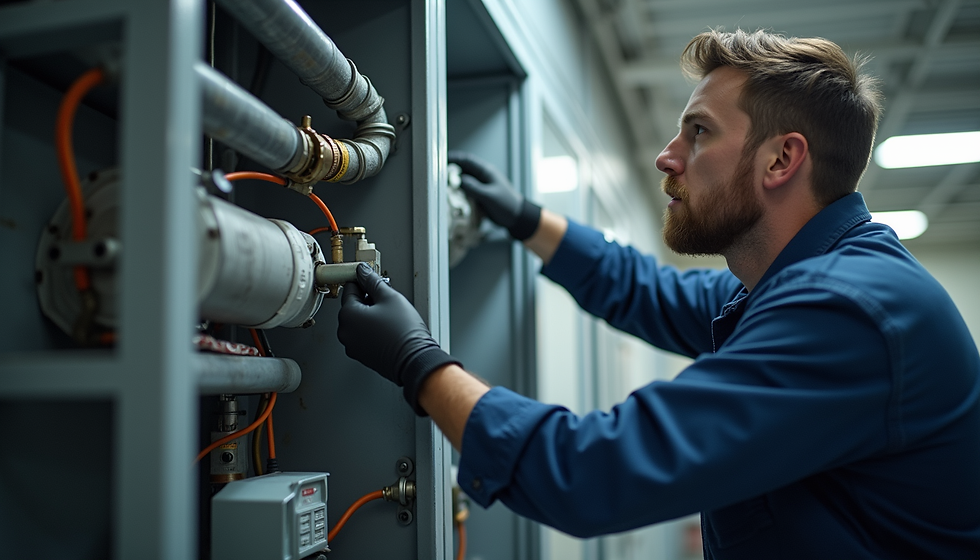 Handwerker bei der Heizungswartung