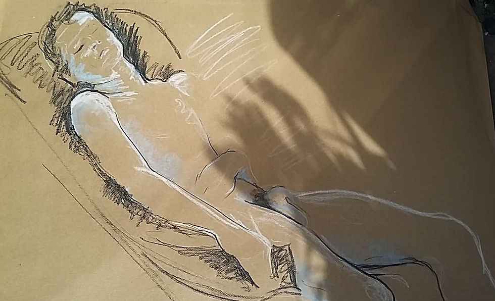 Croquis de nu, Isabelle Moulis, Artiste Peintre, La Rochelle