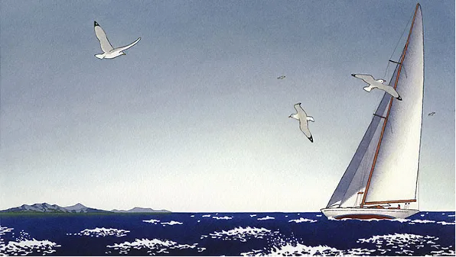 Yan Nascimbene Boat on Sea.png