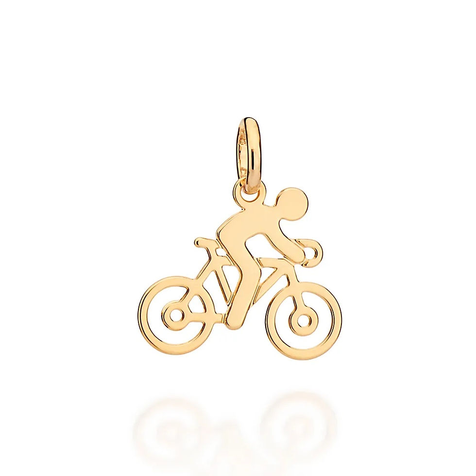 Pingente ciclista folheado a ouro 18k - tam.único 542786