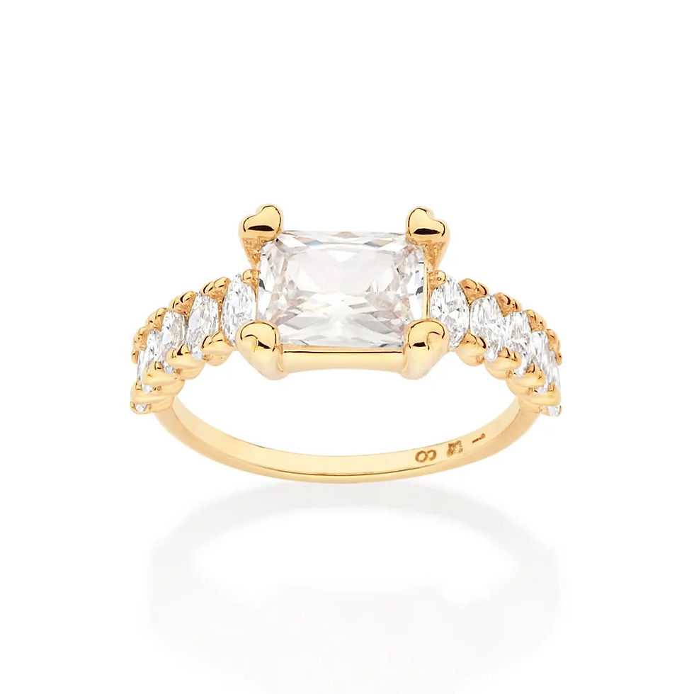 Anel solitário folheado a ouro 18k com zircônias 513419