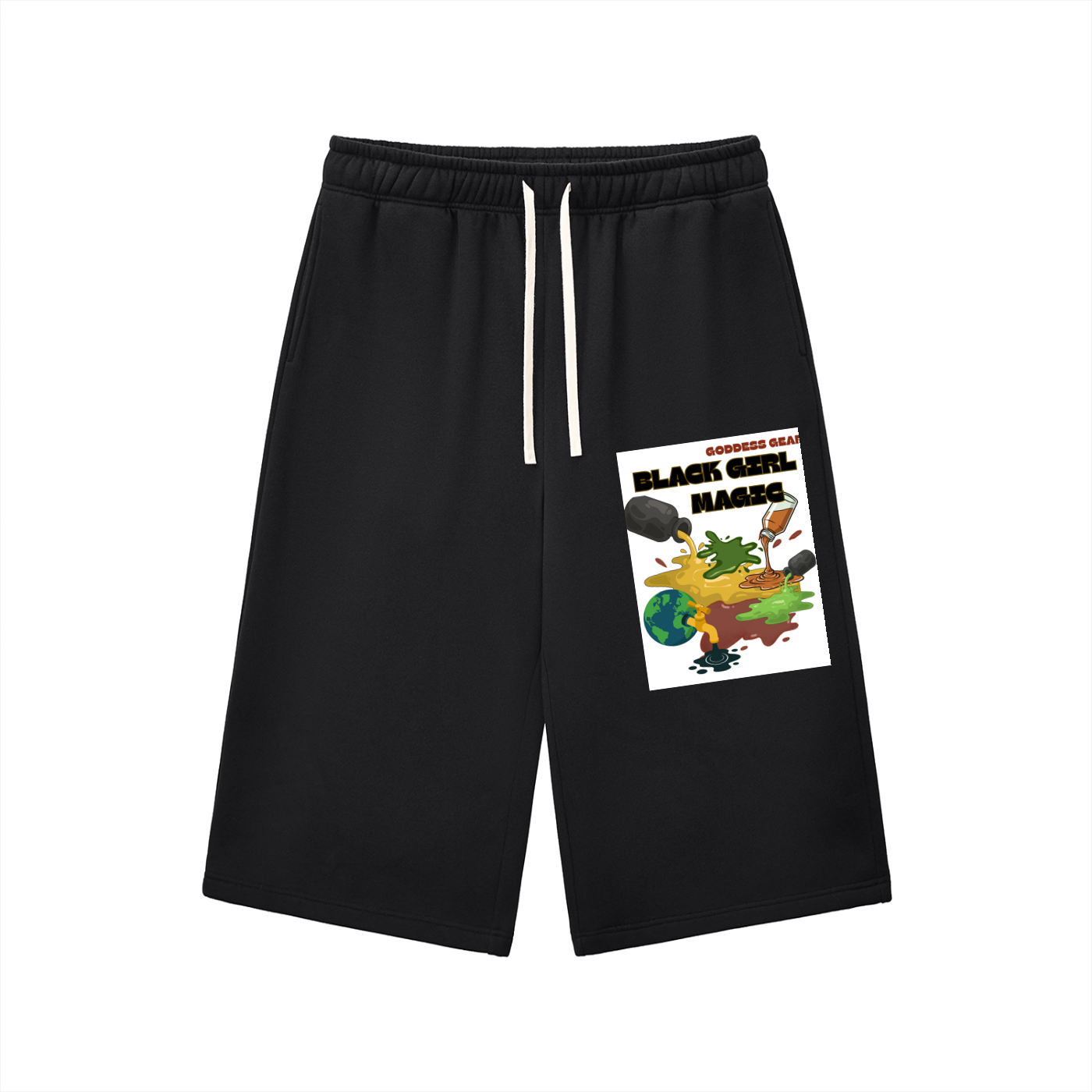 Black Magic Drawstring Three-quarter Sweatpants