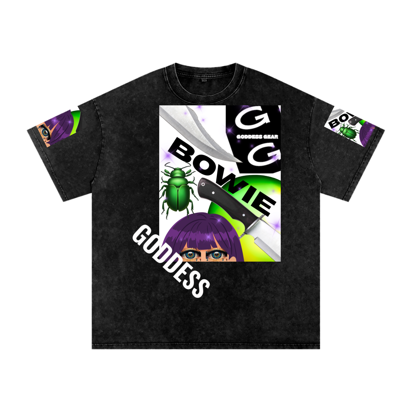 BOWIE KNIFE WHITE Washed Oversized Cotton T-Shirt