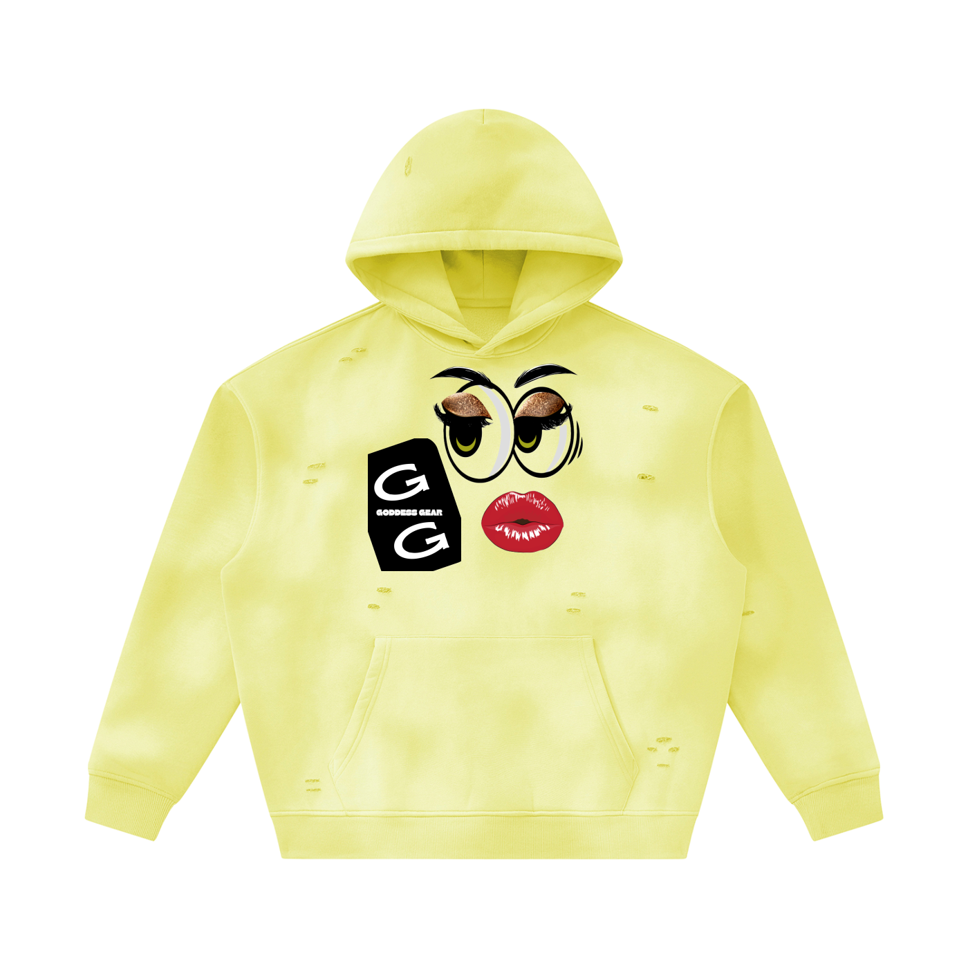 LOOKIN LIPS Sunfade Frayed Fleece Hoodie