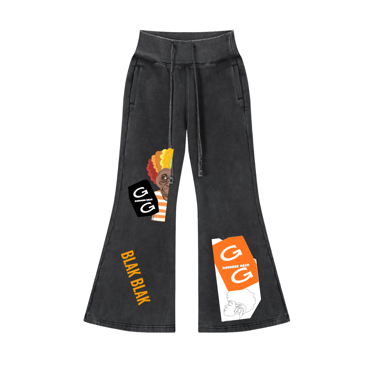 BLAK BLAK NO FADE Vintage Washed Flared Fleece Pants