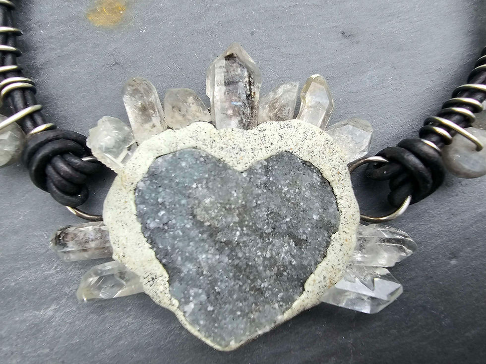 Thumbnail: Strength Empowered Druzy Heart Necklace